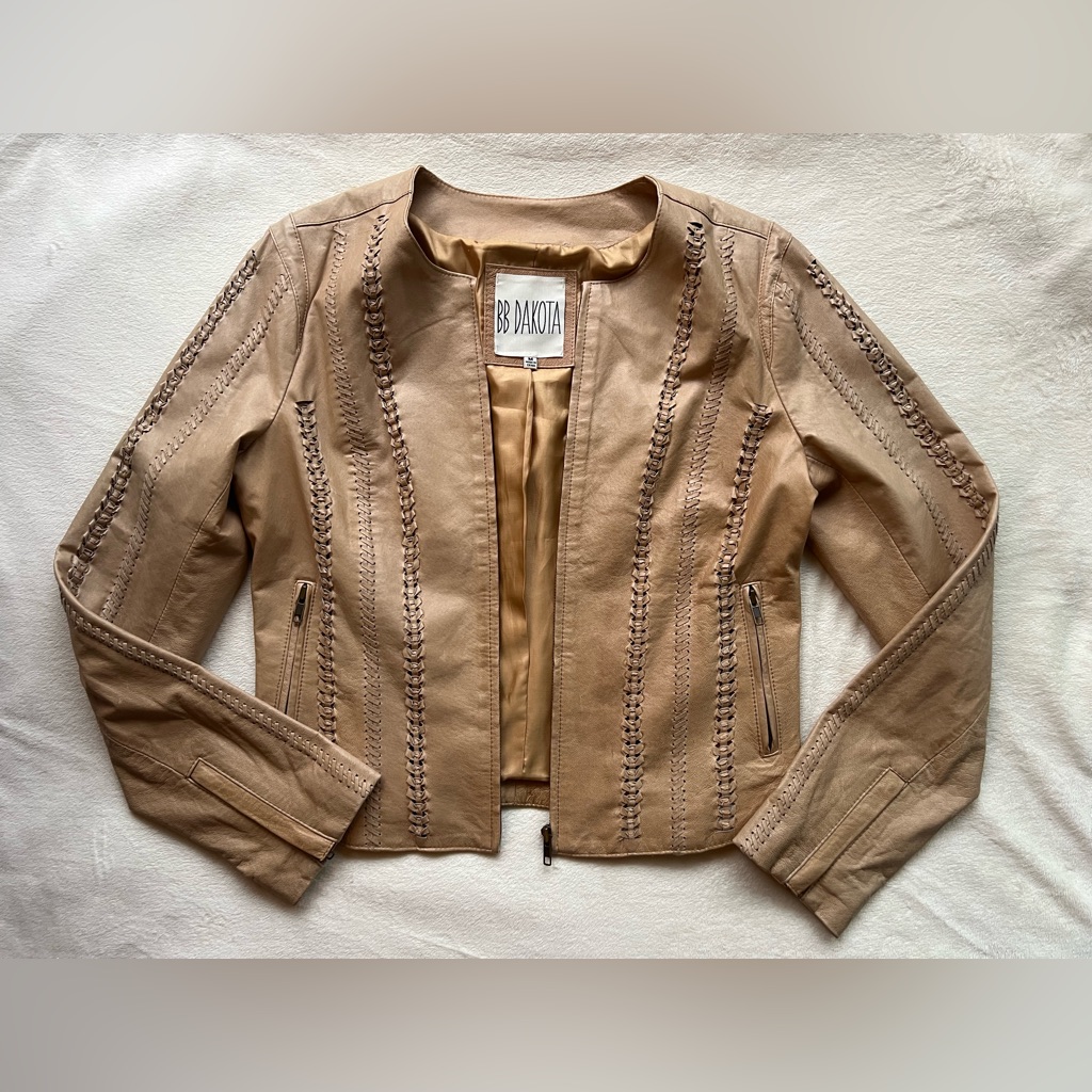 Bb Dakota Antonia Buckskin Tan Leather Jacket
